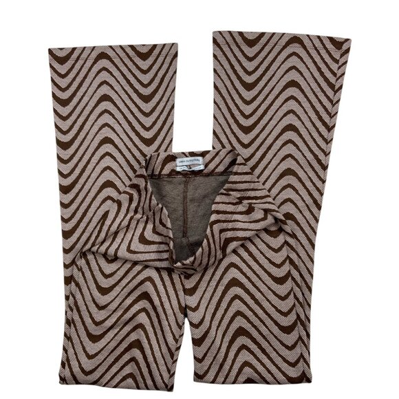Urban Outfitters UO Bryn Pull-On Flare Pant S Brown Striped High Rise Retro Fall - Picture 3 of 12
